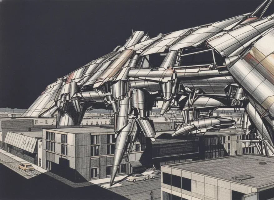 Lebbeus Woods, Icebergs 1991, tecnne