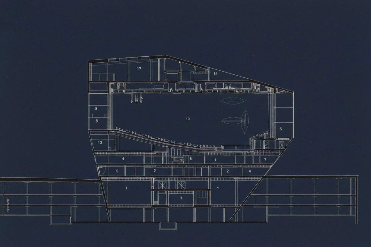 Rem Koolhaas OMA, Casa da Musica Oporto sección