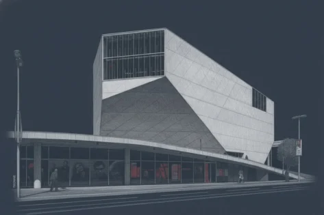 Rem Koolhaas OMA, Casa da Musica Oporto vista lateral