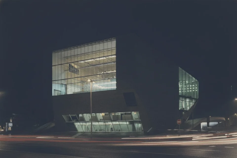 Rem Koolhaas OMA, Casa da Musica Oporto vista nocturna
