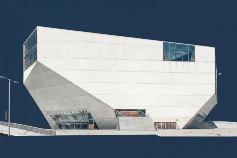 Rem Koolhaas OMA, Casa da Musica Oporto. fachada principal vista desde la calle