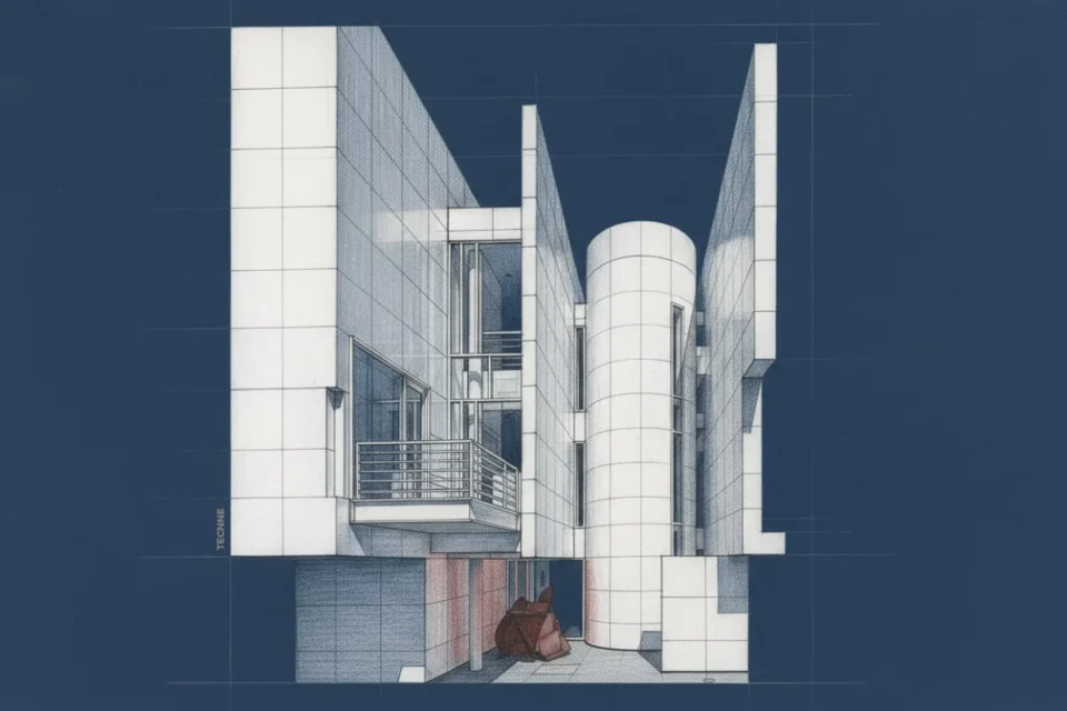 Richard Meier Rachofsky House, articulacion volumetrica de la fachada