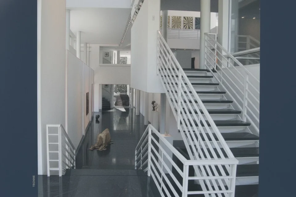 Richard Meier Rachofsky House, vista escalera interior