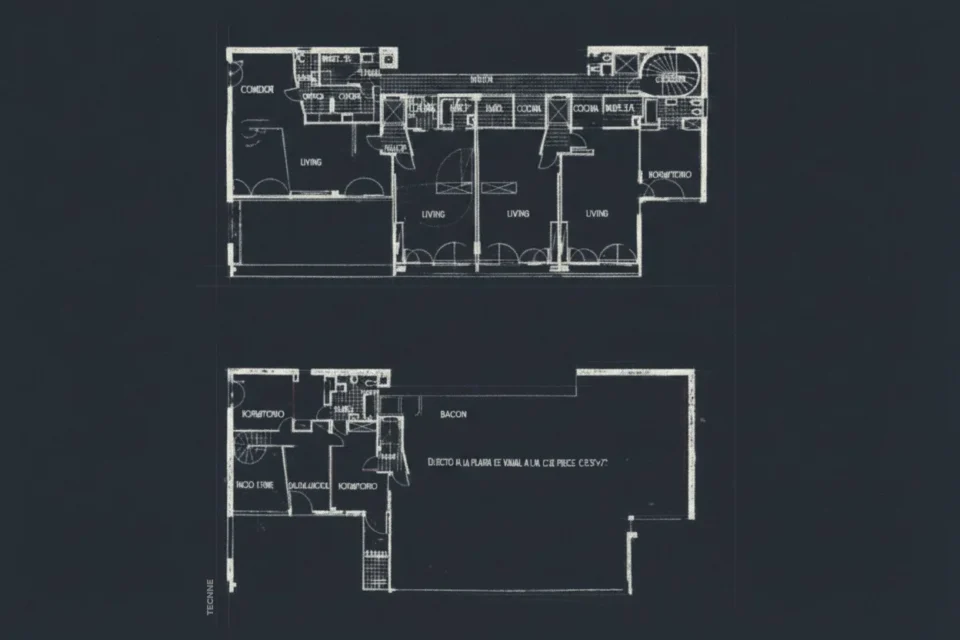 Ferrari Hardoy y Kurchan, Edificio Los Eucaliptus, plano de plantas 1, 3 y 5 2, 4 y