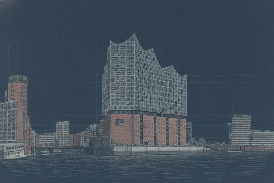 Herzog y de Meuron, Filarmonica de Elba vista desde el vertice