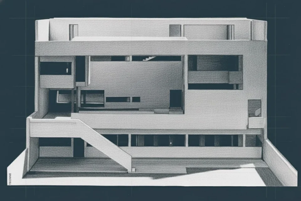 Le Corbusier Villa Ocampo, fachada maqueta