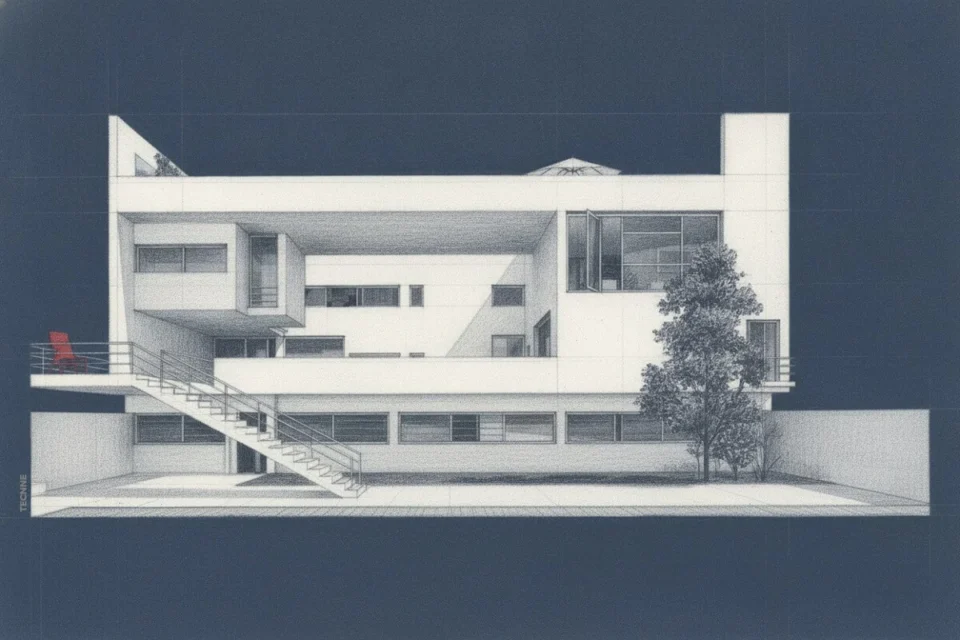 Le Corbusier Villa Ocampo, fachada posterior