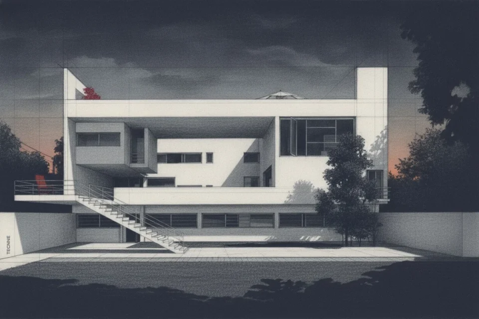 Le Corbusier Villa Ocampo, fachada posterior de la casa