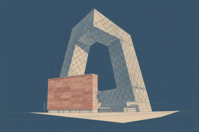 Rem Koolhaas OMA, CCTV Beijing, bosquejo