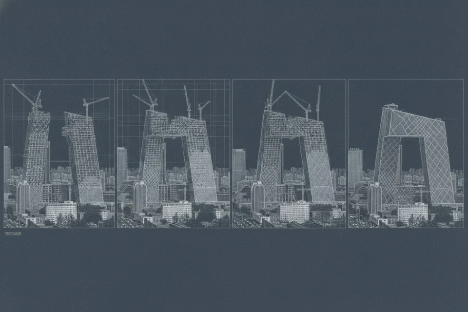 Rem Koolhaas OMA, CCTV Beijing, proceso de construcción