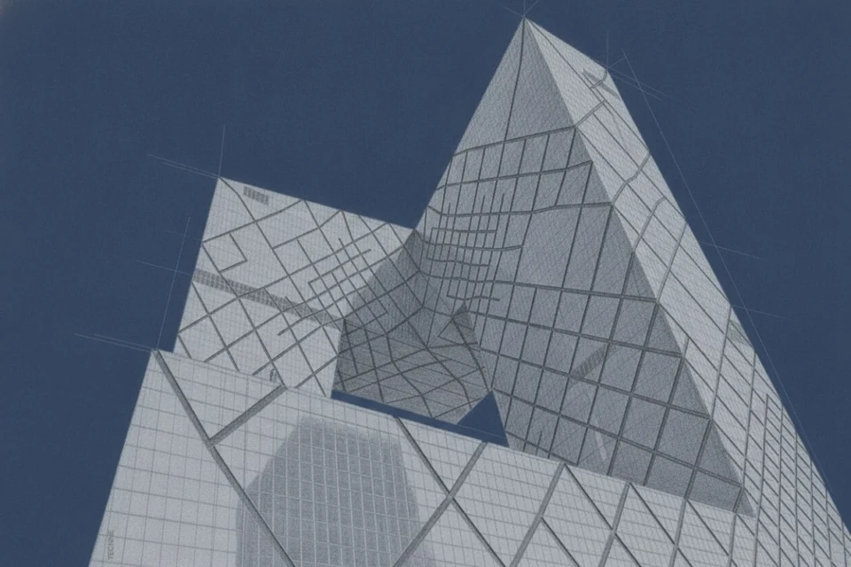 Rem Koolhaas OMA, CCTV Beijing, vista desde abajo