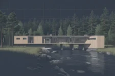 Mies van der Rohe, casa Resor vista desde el arroyo