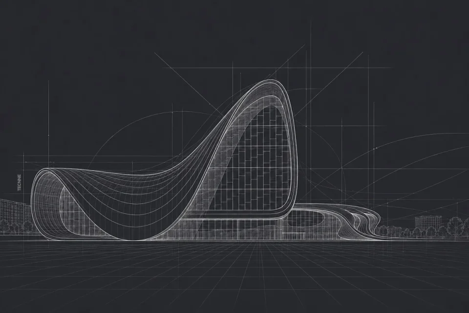 2 Zaha Hadid, Centro Heydar Aliyev elevacion dibujo