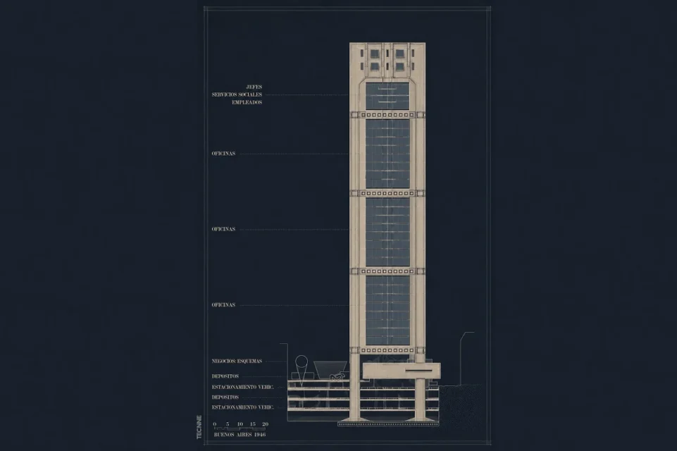 Amancio Williams, Edificio Suspendido de Oficina 1946 seccion