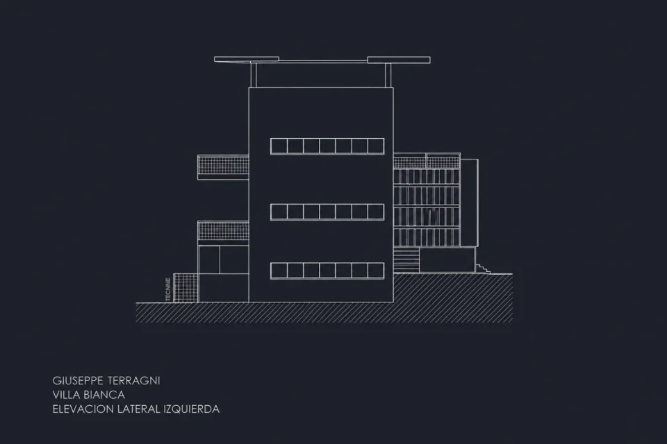 Giuseppe Terragni, Villa Bianca plano de elevacion lateral izquierda