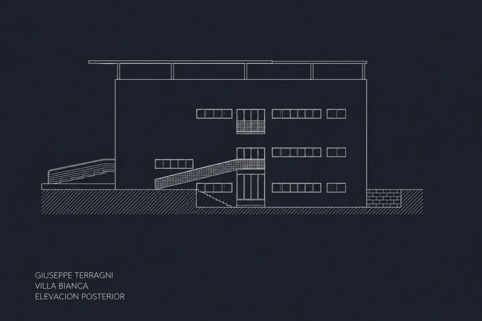 Giuseppe Terragni, Villa Bianca plano elevacion posterior