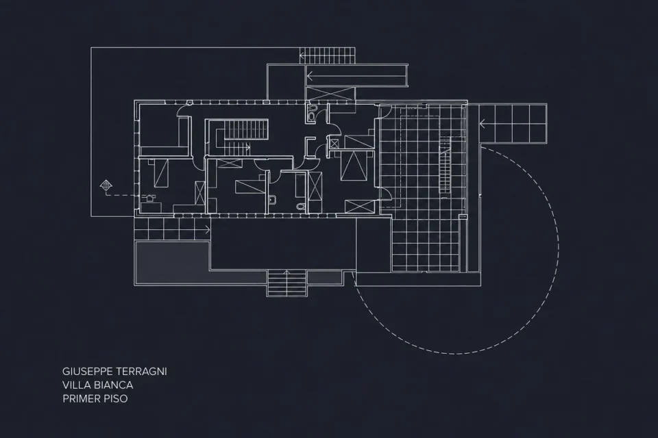 Giuseppe Terragni, Villa Bianca plano planta primer piso