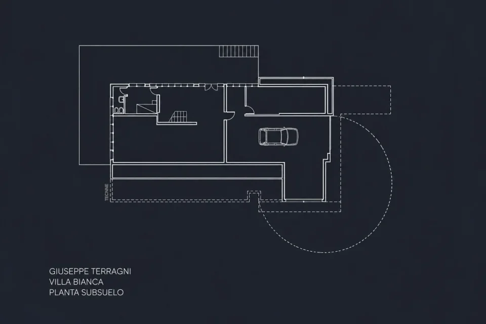 Giuseppe Terragni, Villa Bianca plano planta subsuelo