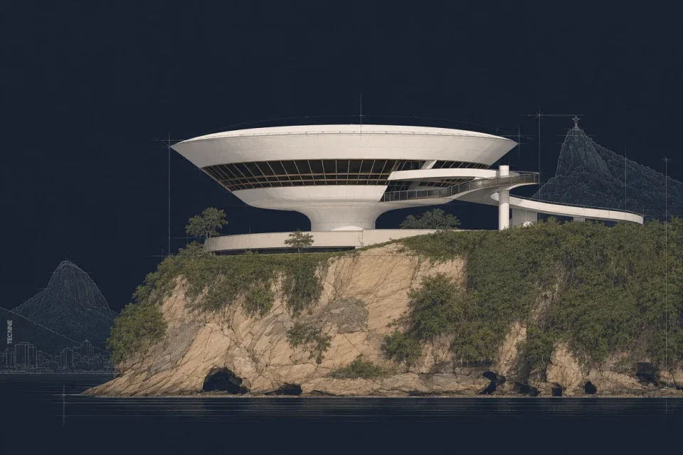 Oscar Niemeyer Museo de Arte Contemporaneo Niteroi vista panorámica
