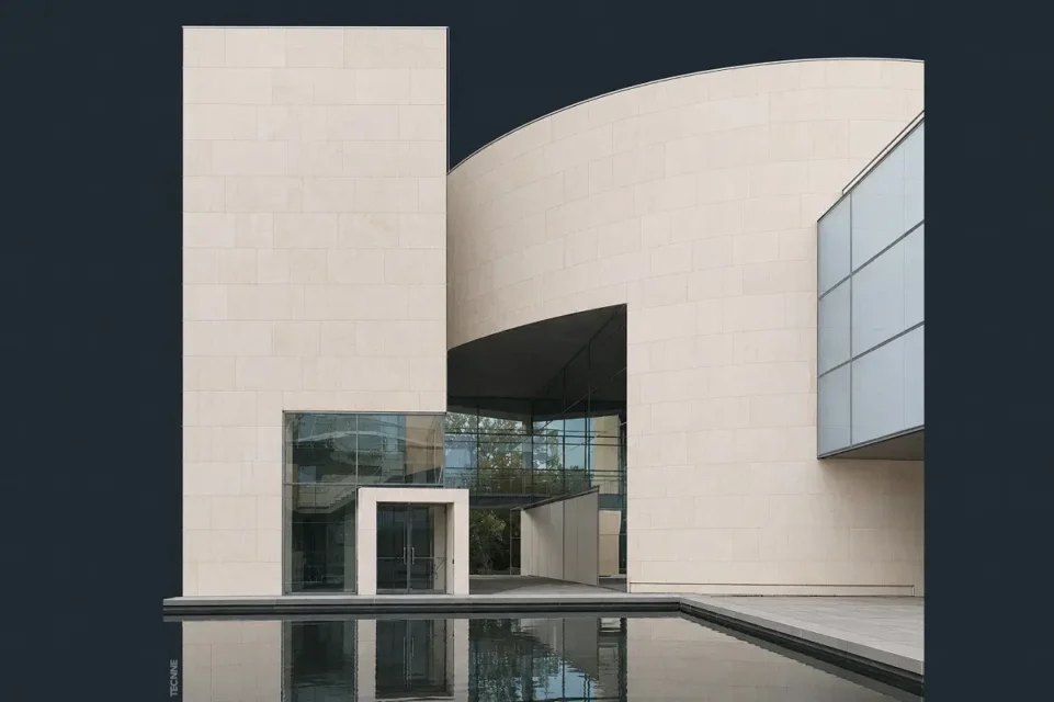 Steven Holl, Lewis Arts Complex, Princeton University, vista patio de agua