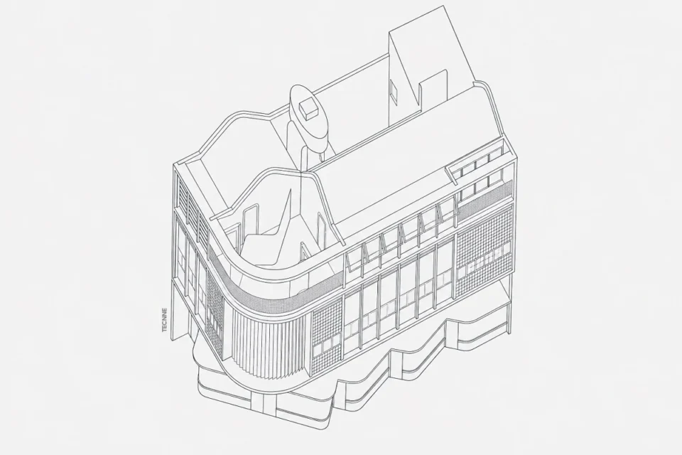 Antonio Bonet, Ricardo Vera Barros, Abel López Chas. Casa de Estudios para Artistas, 8 axonométrica