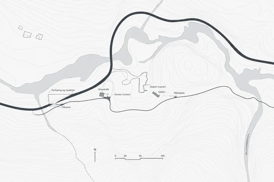 Peter Zumthor, Museo de las minas de Zinc Allmannajuvet plano del sitio