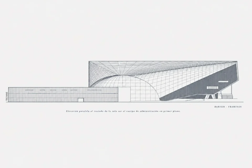 Eduardo Catalano, Auditorium Ciudad de Buenos Aires 1947, elevacion lateral sala sur