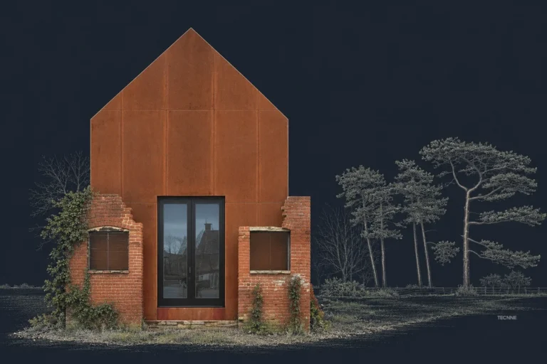Haworth Tompkins, Dovecote Studio fachada de calle