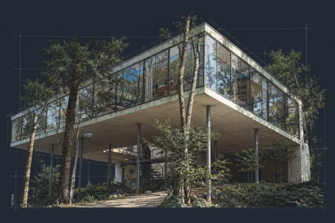Lina Bo Bardi, Casa de Vidrio vista exterior
