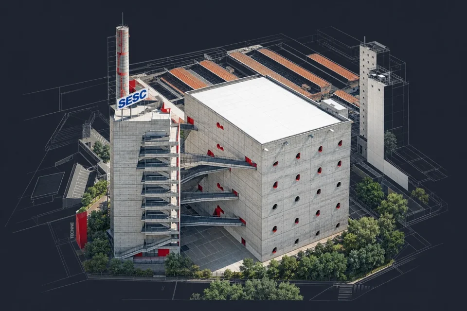 Lina Bo Bardi, SESC Pompeia vista aerea