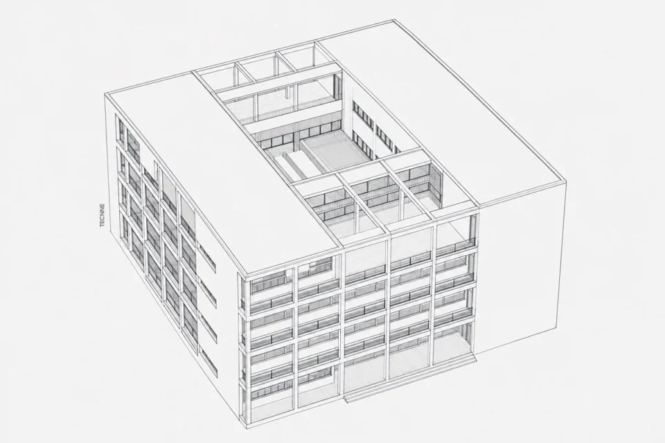 Giuseppe Terragni, Casa del Fascio Como, axonométrica