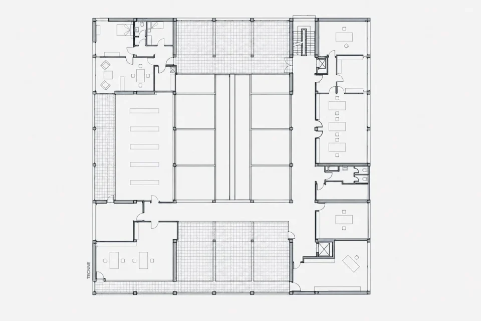 Giuseppe Terragni, Casa del Fascio Como, planta tercera